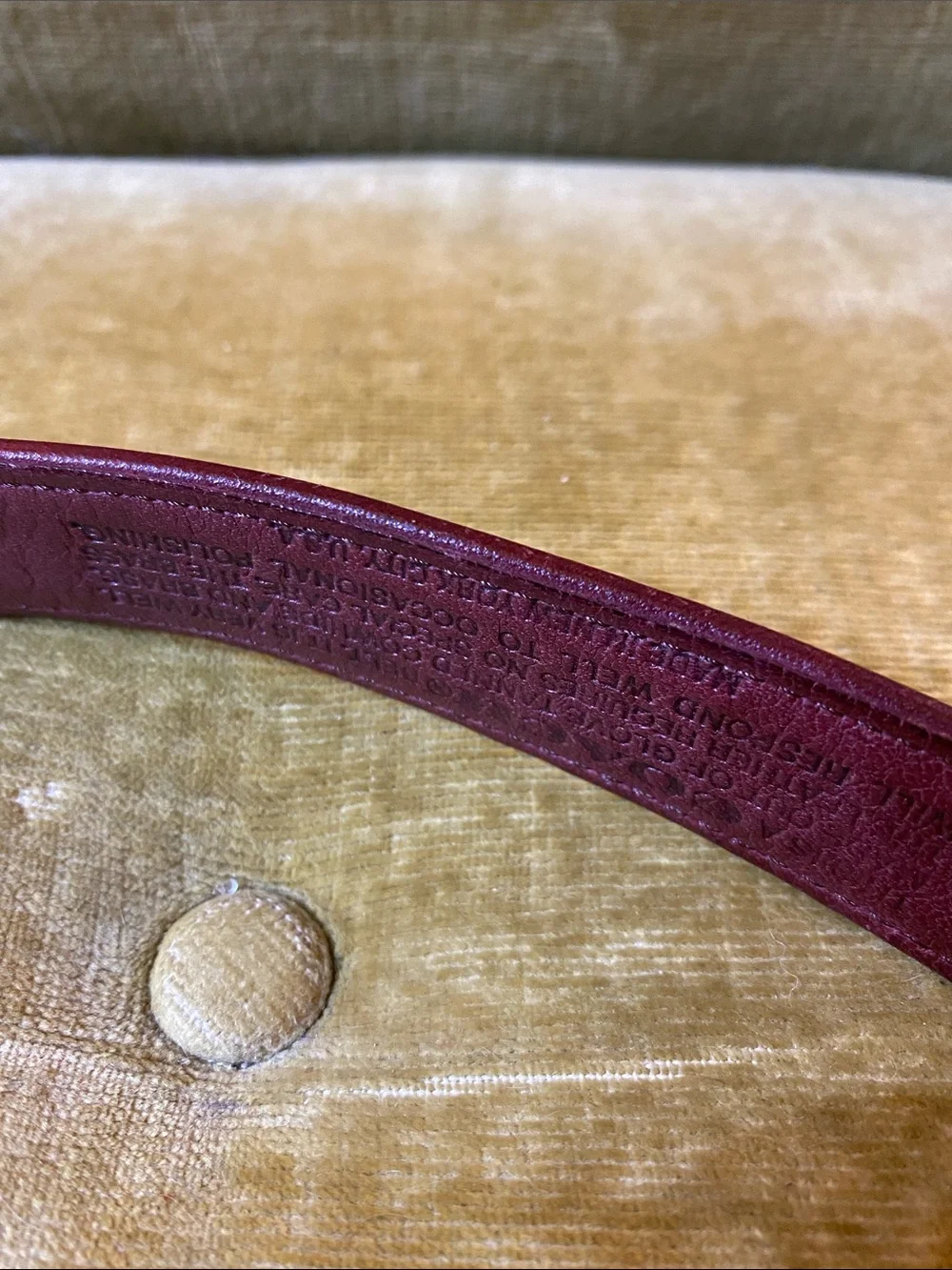 Coach burgundy red leather belt, 28”